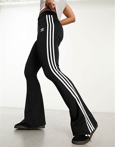 adidas originals three stripe flared leggings in black